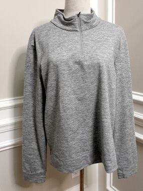 Crane gray lightweight quarter-zip performance pullover, Size L